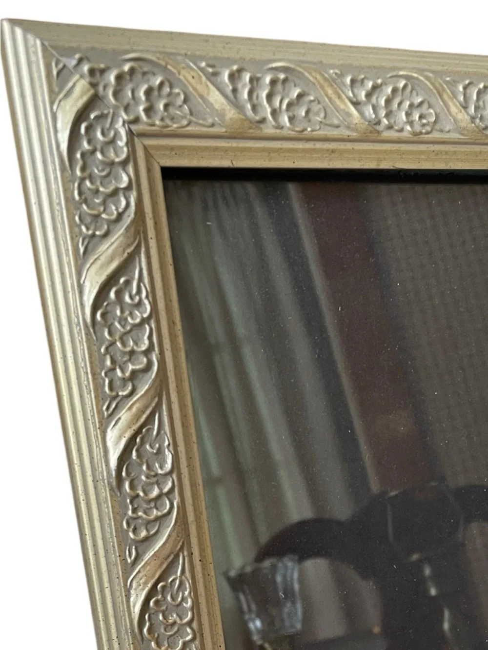 Ornate picture frame, carved wood, vintage, kind of a gold bronze color